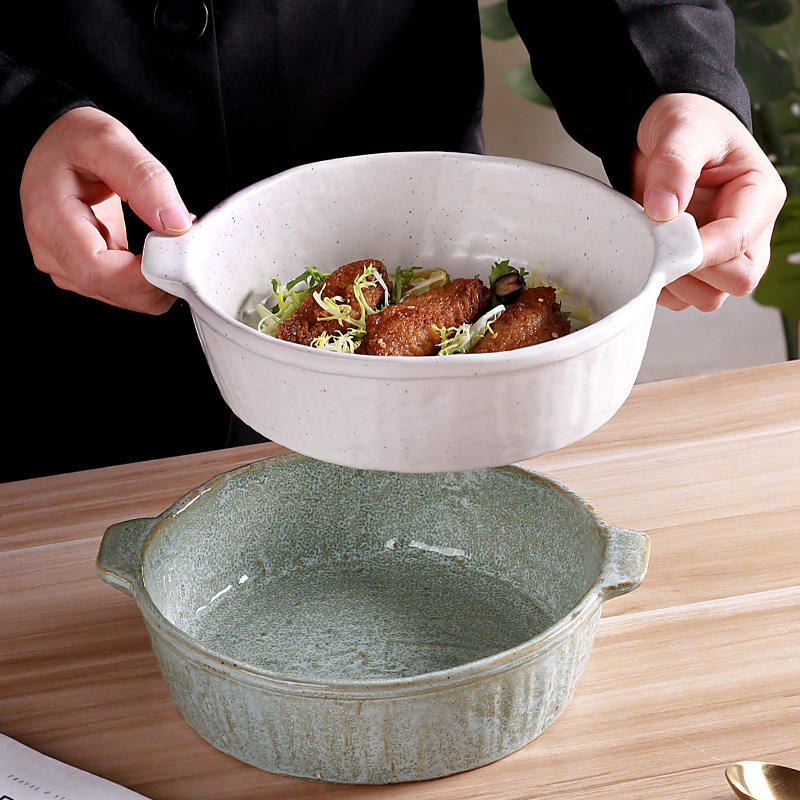 Cross-Border Exclusive Nordic Style Kiln-Glazed High-Value Irregular Hammered Texture Instant Noodle Bowl for Home and Dormitory Ramen Bowls