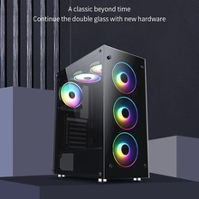 跨境直销月光双面钢化玻璃台式ATX游戏电脑网吧机箱电脑机箱USB3.