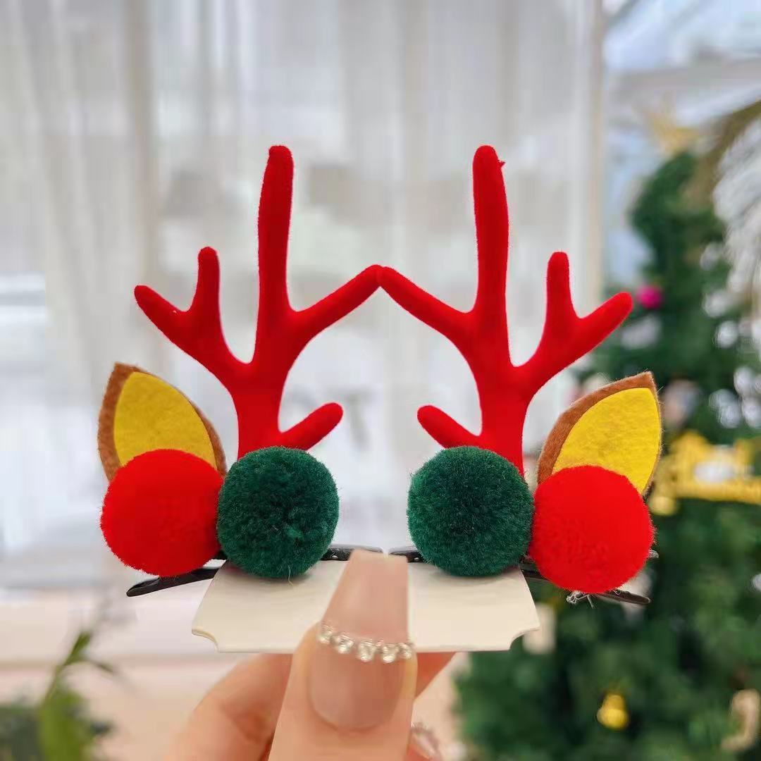New Christmas Elk Hairpin Hair Accessories Cartoon Duckbill Clip Antlers Christmas Tree Hairpin Headdresspicture7