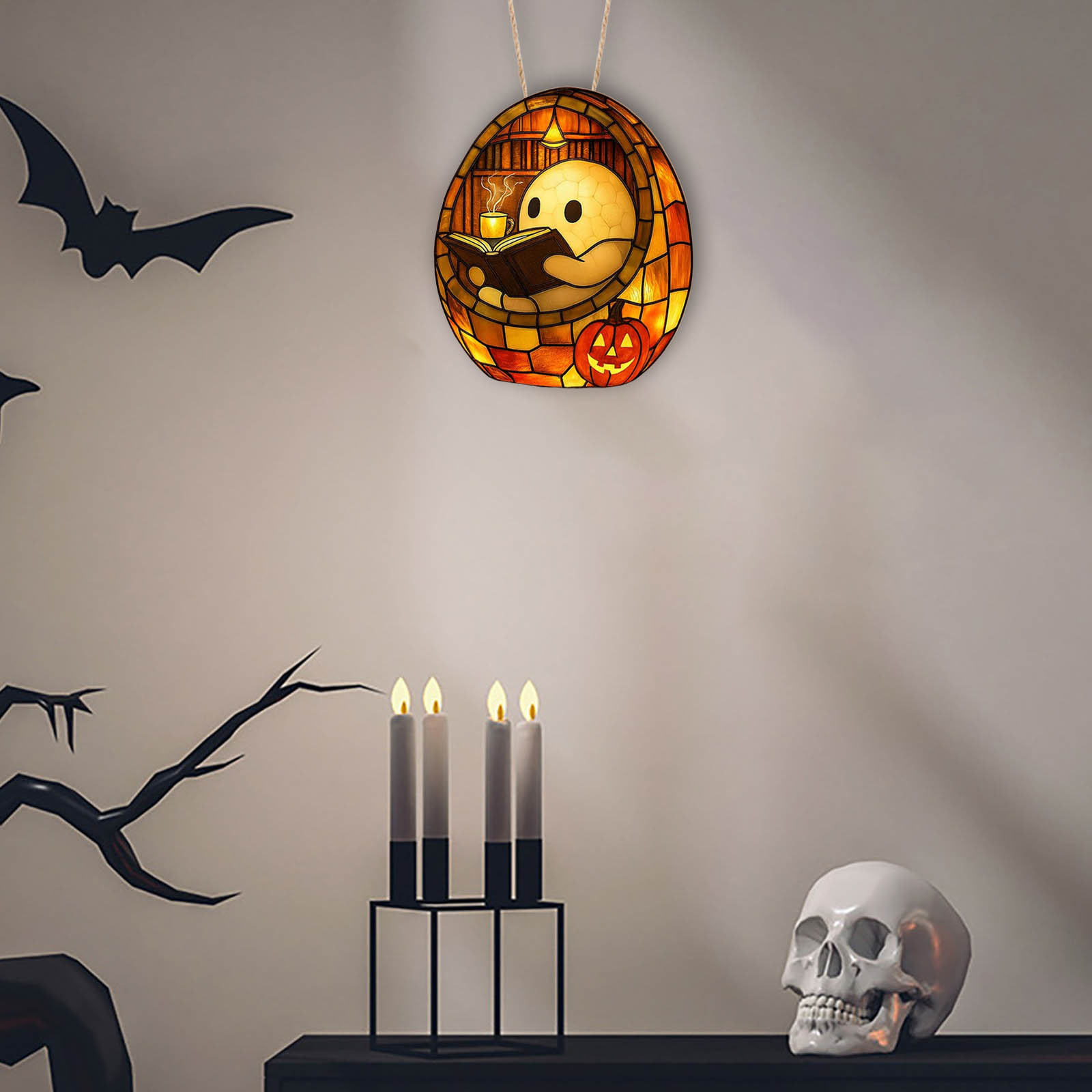 Nuevo producto transfronterizo Acrílico 2D Halloween Creative Egg Egg Ghost Decoración Colgante