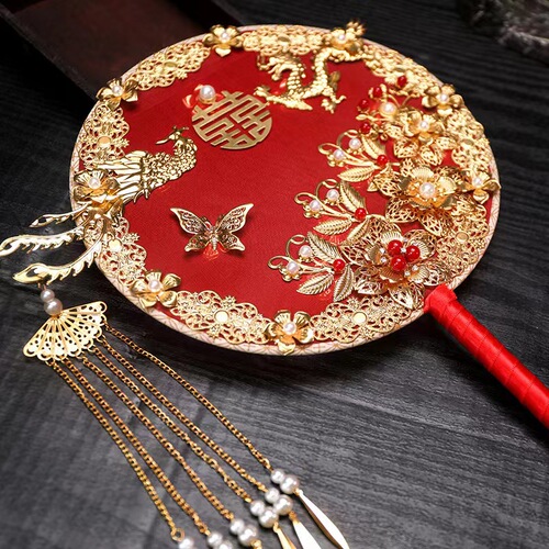 Fan for a traditional-style bride, wedding fan set, DIY phoenix fan, wholesale