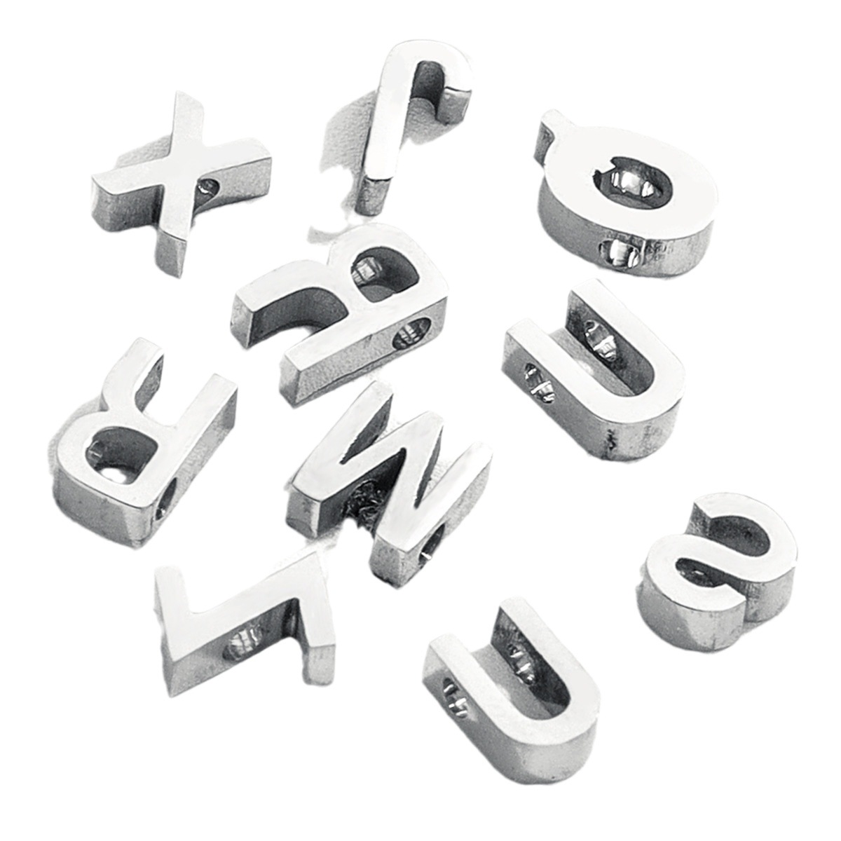 5 Pcs/package Simple Style Letter Stainless Steel Plating Beads Jewelry Accessories display picture 1