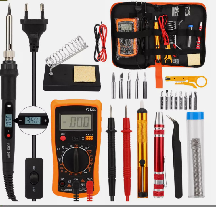 Juego de soldador multímetro, herramienta eléctrica de reparación digital, combinación de estudiantes, juego de soldador 909A/B para el hogar, 90W
