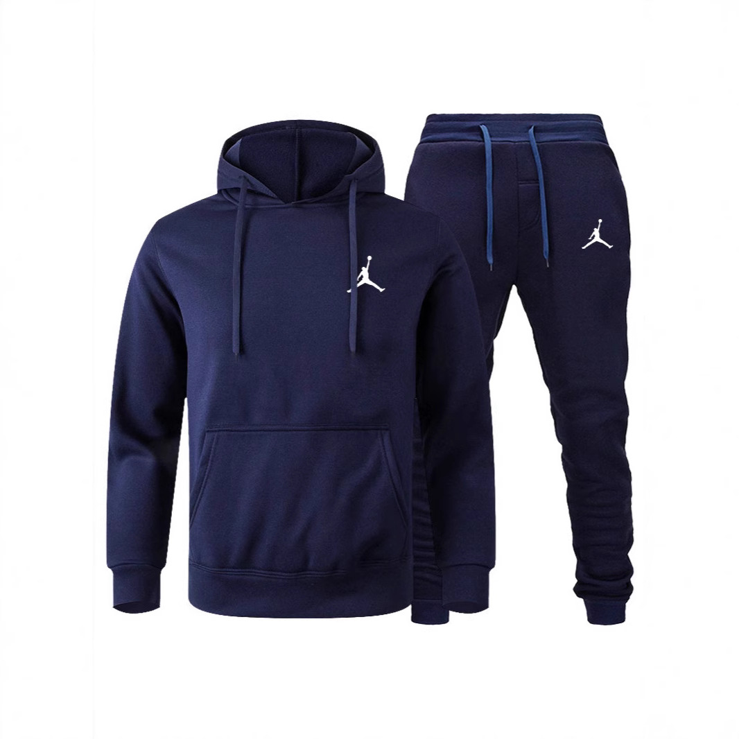 Cross-Border Amazon Hot-Selling Hooded Men's Jacket, Sports Casual Sweatshirt Set, European and American Trendy Brand Two-Piece Short-Sleeved Set