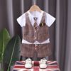 Summer summer clothing, set girl's, sleeves for boys, 2023 collection, Korean style, with short sleeve