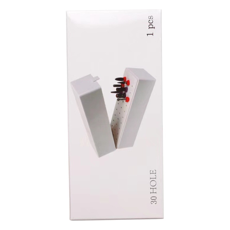 Suministro directo transfronterizo Caja de almacenamiento de uñas de 30 agujeros Soporte de pantalla de cabezal de pulido de uñas Broca Caja de acabado de almacenamiento Embalaje de caja de color