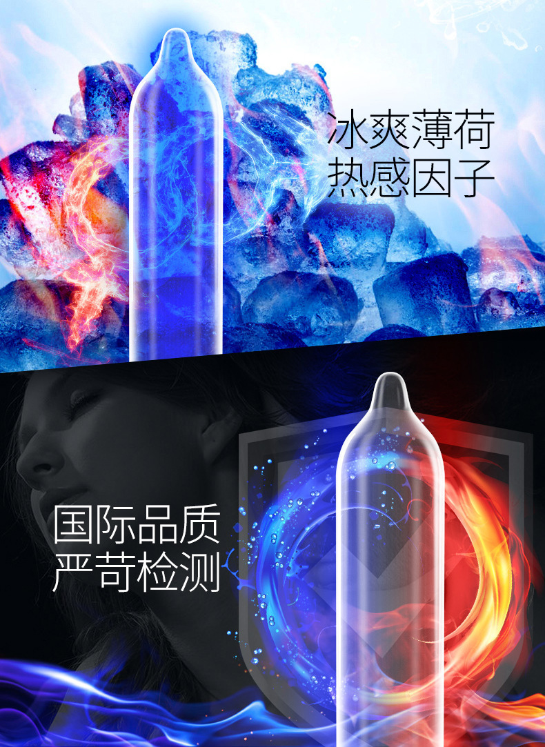 Sixth Sense Ice and Fire Condoms, Natural Latex, Medium, 3-Pack — detail image 3