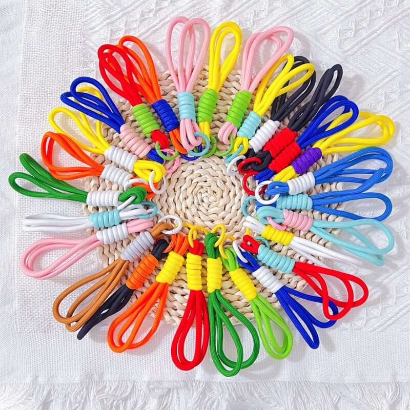 Mobile phone lanyard dopamine color wrist strap color woven hand rope car key mobile phone case anti-lost short rope pendant