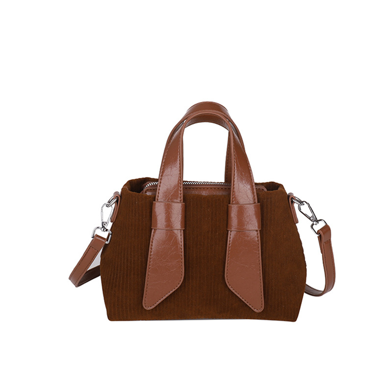 Bolso de terciopelo transfronterizo para mujer 2024 nuevo bolso de mujer de gran capacidad de pana de moda bolso de costura de color de contraste de moda