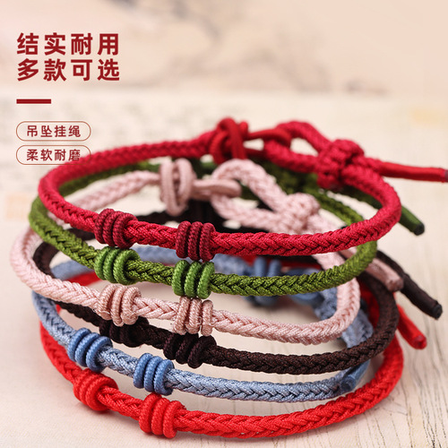 2024 Year of the Dragon bracelet DIY large hole gold transfer beads hand-woven eight-strand braid red rope bracelet wholesale