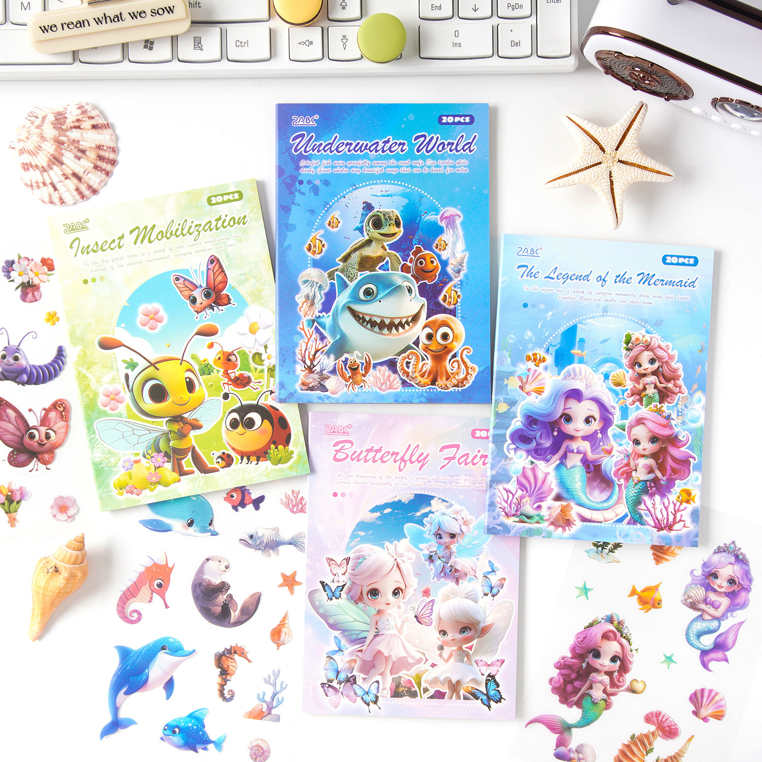 Vientiane Biology Series Ocean Cartoon Lindo animal creativo pet impermeable manual material decorativo collage pegatinas