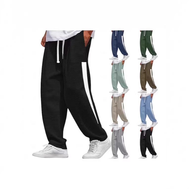 Men's Waffle-Knit Jogger Pants - Breathable Straight-Leg Sweatpants With Drawstring Waist (S-5xl, 7 Colors)_voghion.com