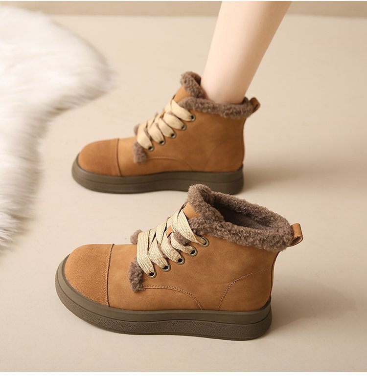 Women's Ankle Boots With Low Heels And Plush Lining For Winter_voghion.com
