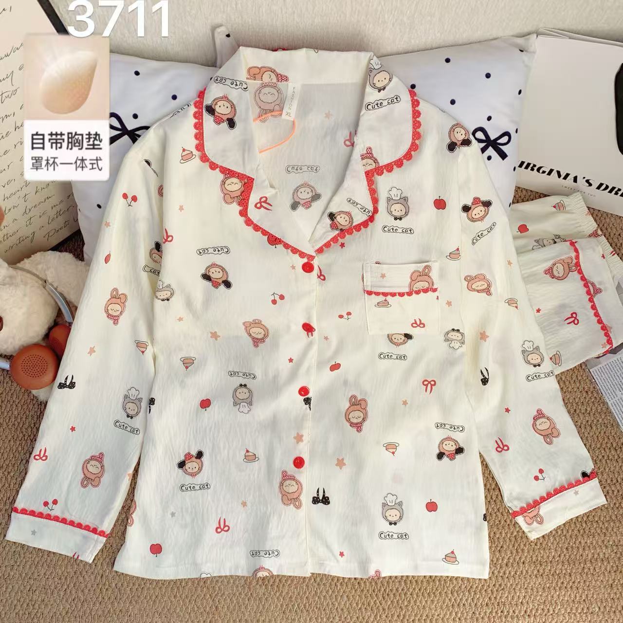 Algodón suave al por mayor transfronterizo nube nuevo pijama de mujer de verano pantalones cortos de mangas cortas estudiantes cardigans delgado cubierta de ropa para el hogar