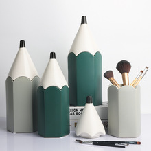 景德镇陶瓷雕塑瓷摆件 创意铅笔简约灰绿色桌面杂物收纳罐装饰品