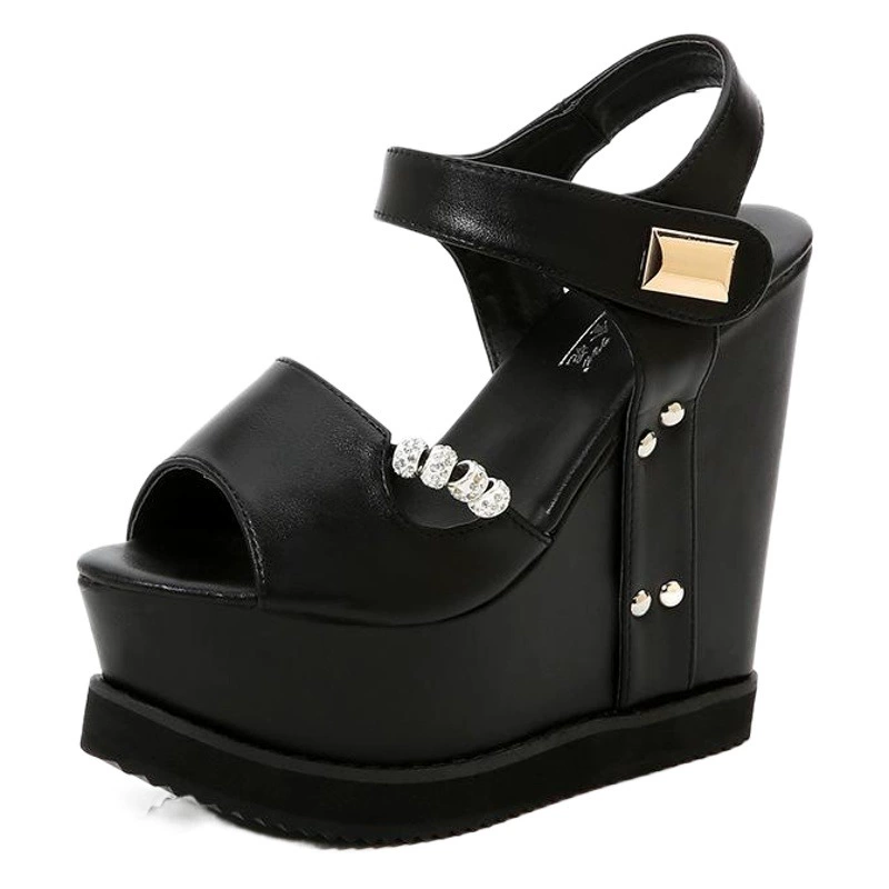 Весна 2020 новый рыбий рот Водонепроницаемая платформа, повышающая кексы на толстой подошве на танкетке сандалии 15 см ненавидеть небо высоко