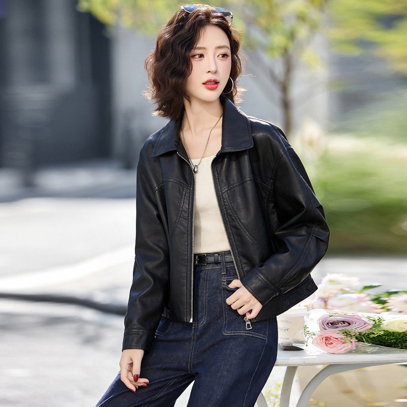 2026 Spring New Style Short Pu Leather Jacket Women's Casual Stylish Top 2607