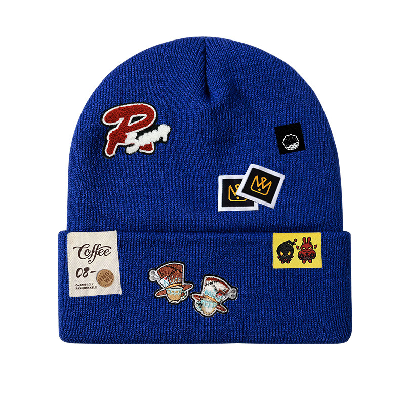 Sombreras de punto personalizadas transfronterizas europeas y americanas de moda de invierno caliente sombrero de lana logo bordado sombrero frío de comercio exterior masculino