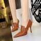 958-2 High Heels Women's Shoes Wine Cup Heels Super High Heels Pointed Belt Buckle Decoration Deep Mouth Single Shoes Deep Mouth Shoes