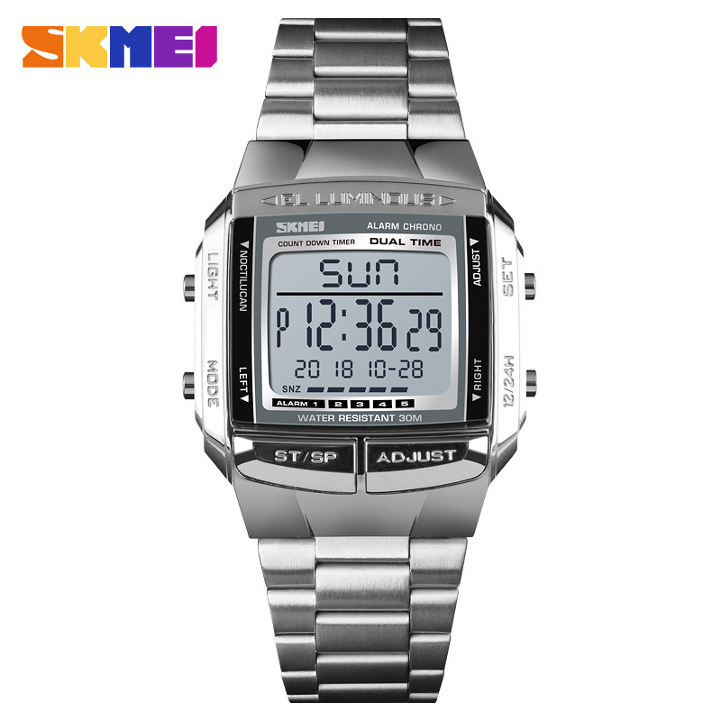 Skmei transfronterizo popular retro pequeño reloj de oro reloj de hombre simple Moda impermeable reloj electrónico multifuncional