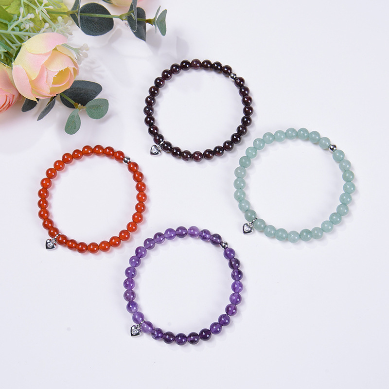 Fashion Heart Shape natural stone Agate Beaded Bracelets 1 Piece