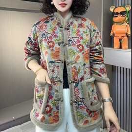 时尚妈妈装棉衣保暖外套棉服冬季新款小棉袄中老年女休闲加绒外套