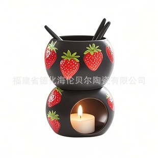 Full Flower Ceramic Chocolate Hot Pot Set Cross-Border Hot Selling Household Cheese Ice Cream Cheese Melting Stove Hot Pot