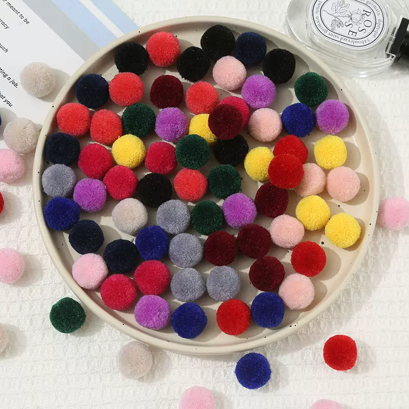 现货彩色毛球涤纶毛球手工diy高弹毛球鞋帽包辅料配件厂家直销