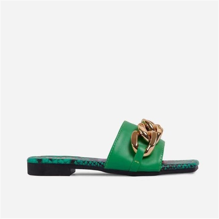 square head metal chain buckle flat sandals wholesale women s clothing Nihaostyles NSHYR67916