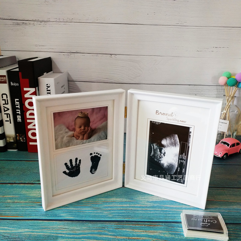 PVC cross-border newborn B- ultrasound photo souvenir footprints growth record high-grade plastic multi-functional photo frame maternal and infant store