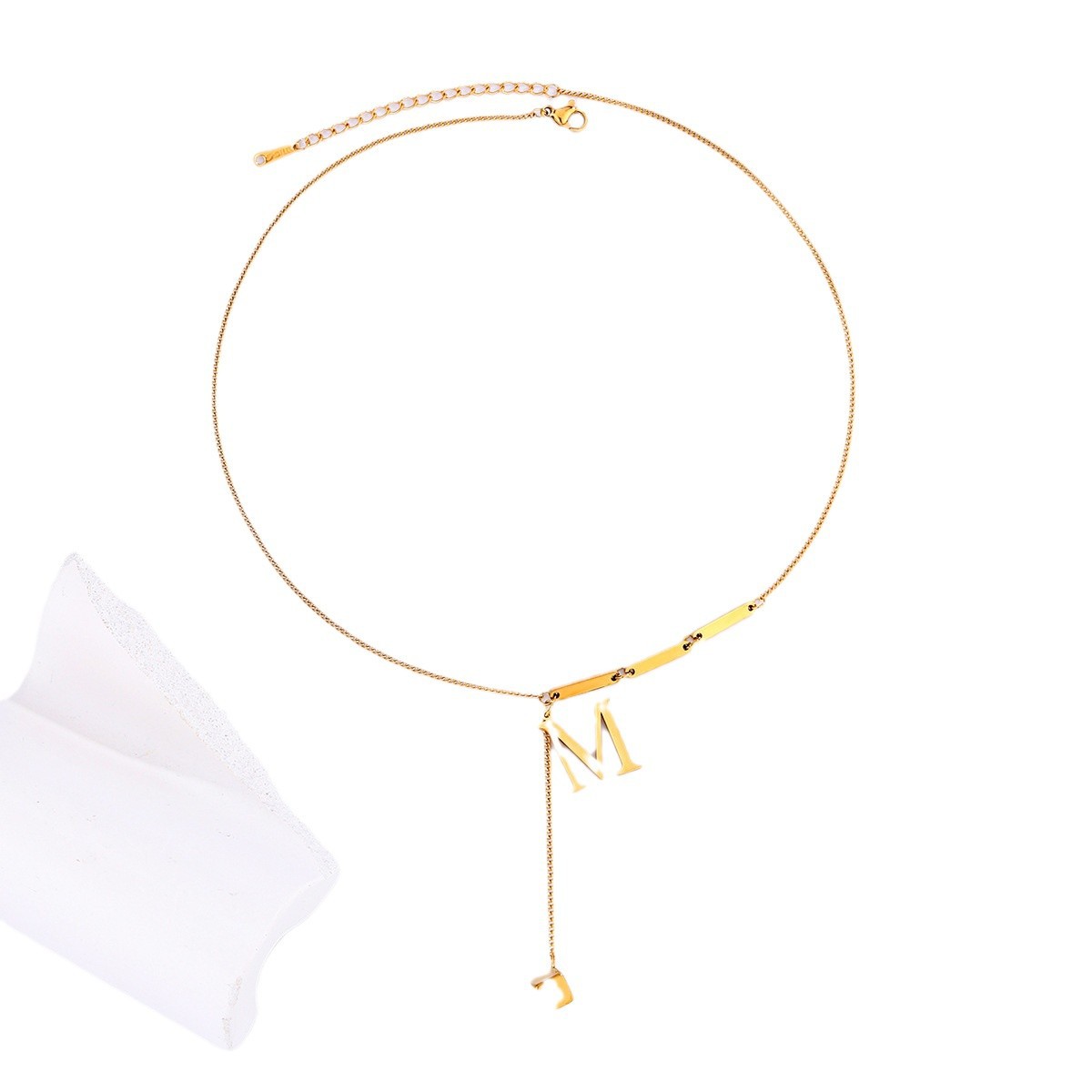 Minimalist Initial Letter Pendant Necklace For Women In Titanium_voghion.com