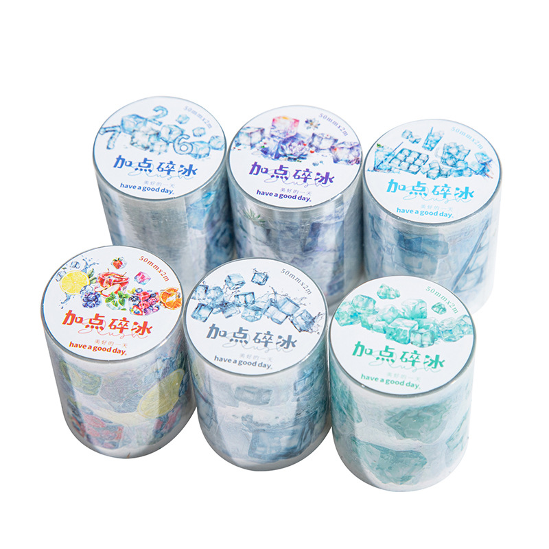 Un buen día PET Die-corted shell light tape añadir hielo triturado serie de hielo tema de mano de material de contabilidad cinta adhesiva
