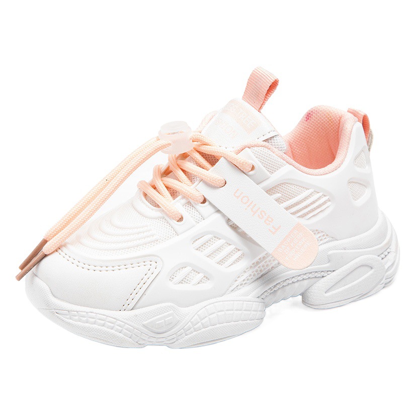 Primavera y verano estilo coreano zapatilla de deporte malla transpirable para niños zapatillas gruesas estudiante zapatos de fondo sólido niños y niñas zapatos de una sola capa