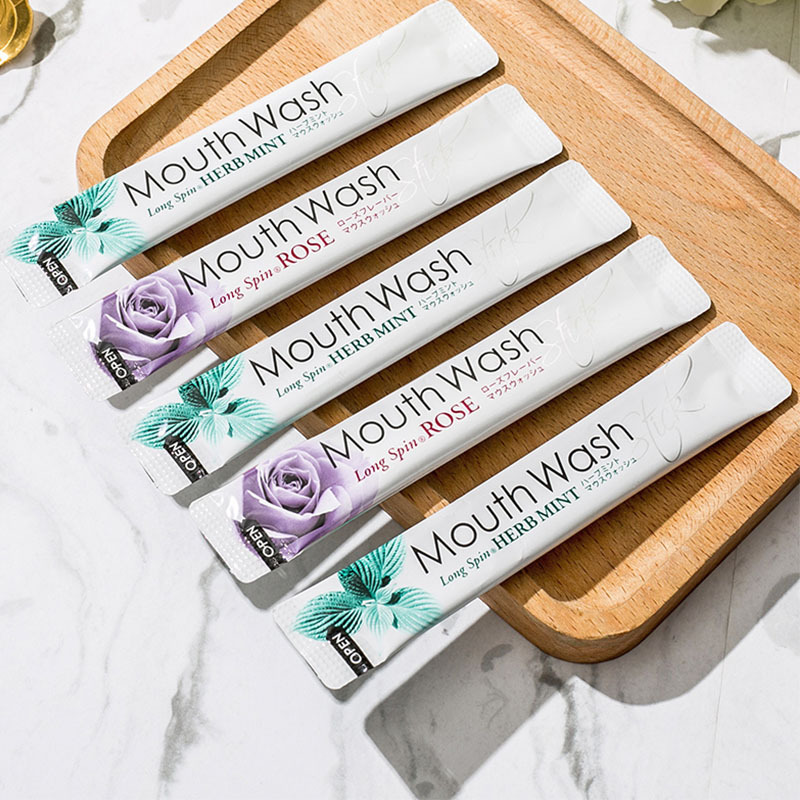 隆斯冰日本漱口水5條裝壹次性便攜條狀玫瑰薄荷香漱口水女批發