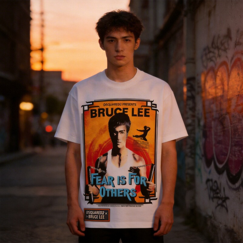 Cross-Border Fashion High-End Version D2 Bruce Lee Round Neck Short-Sleeve Loose Casual Heavyweight Pure Cotton T-Shirt Dropshipping Cross-Border Fashion High-End Version D2 Bruce Lee Round Neck Short-Sleeve Loose Casual Heavyweight Pure Cotton T-Shirt Dropshipping