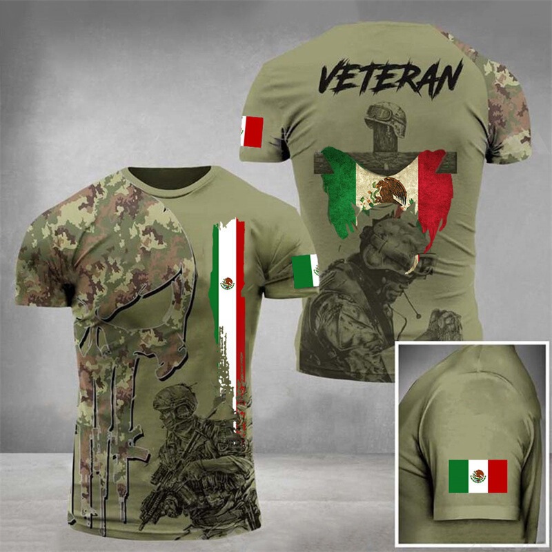 Mexican military camouflage soldier pattern 3D digital print cross-border new men's short-sleeve T-shirt direct from manufacturer