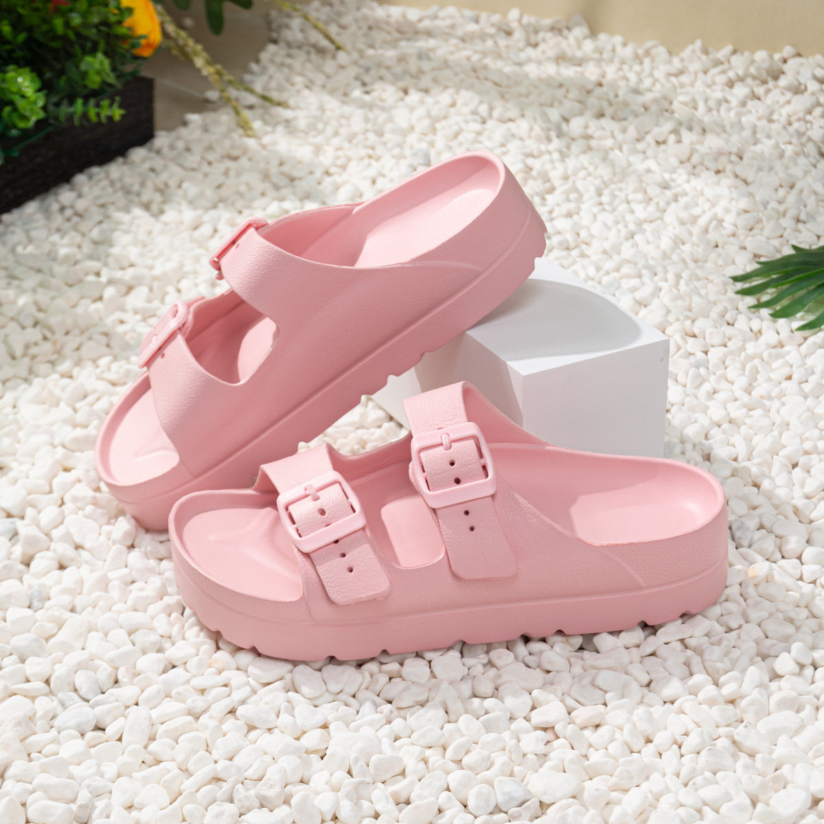 Nuevas zapatillas eva multicolores, sandalias de plataforma para mujer, antideslizantes de todo fósforo, cómodas sandalias y zapatillas de playa con hebilla ajustable