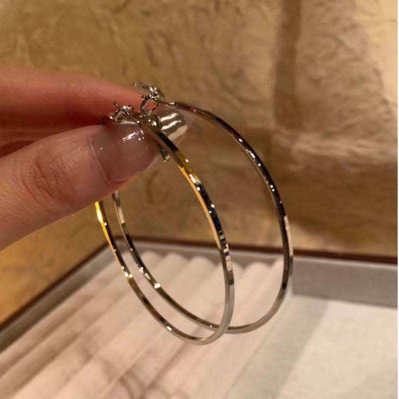 方圆脸水滴素圈耳环轻奢高级感耳圈冷淡风夸张耳饰小众设计感耳钉|undefined