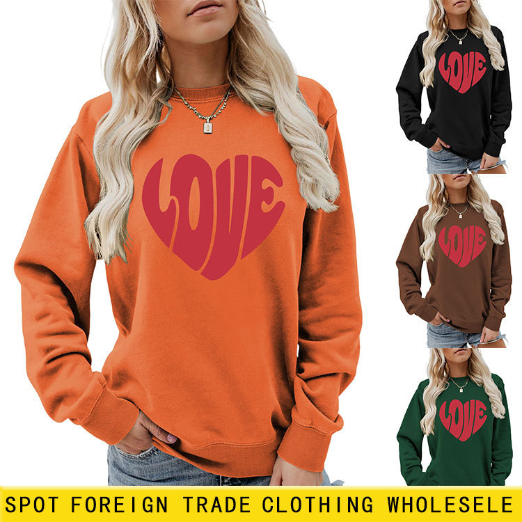 Foreign trade independent station fun casual crew neck simple ladies long sleeve red LOVE love loose wish sweater Foreign trade independent station fun casual crew neck simple ladies long sleeve red LOVE love loose wish sweater