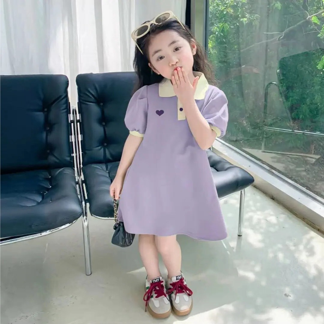 Girl's Princess Dress 2024 Summer Clothes Western Style Polo Dress Children's Bubble Sleeve dress Thin Princess Dress