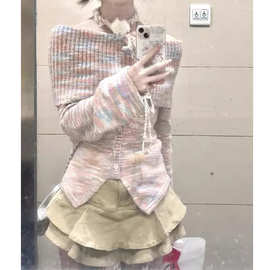 “樱桃慕斯”性感露肩一字肩女针织衫显瘦修身毛衣秋2025新品女装