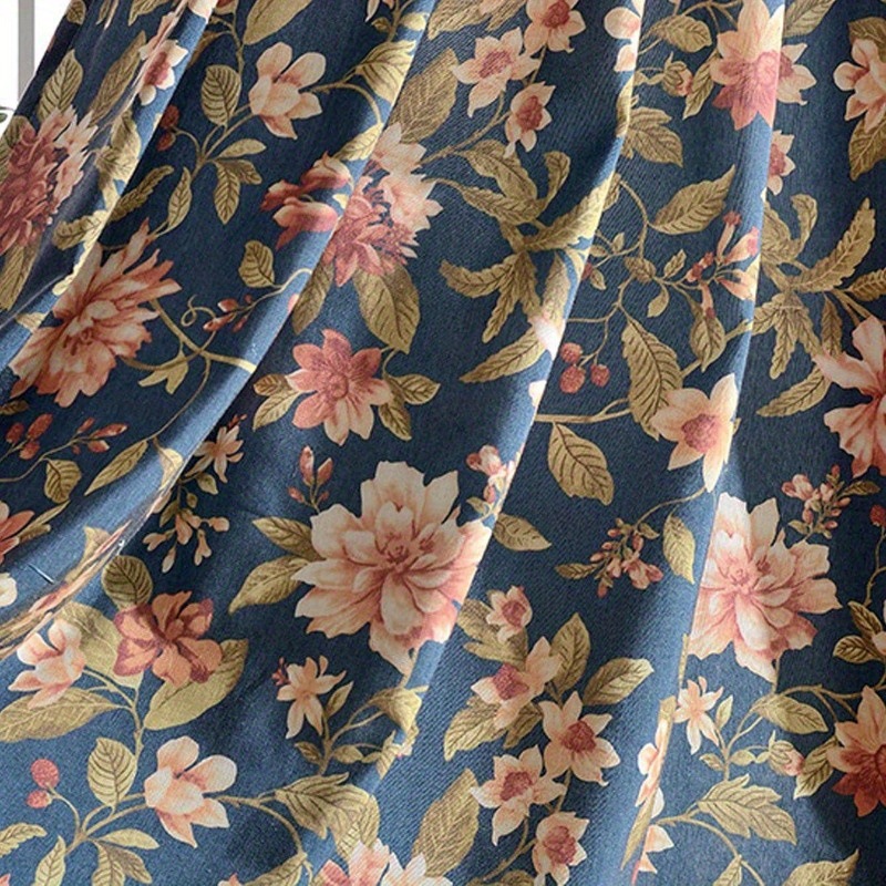Finished Products in Stock Wholesale Cross-Border American Retro Floral Aliexpress Curtain Fabric Modern Curtain Polyester-Cotton Printed Curtain