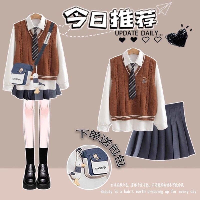 初中生秋装女2025新款学院风套装青少年女装高中学生一整套穿搭潮|undefined
