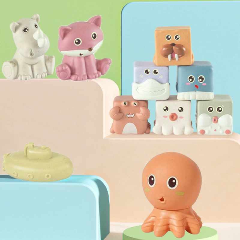 (Cross-border trading), children's cognitive silicone Jenga, digital toy, constructor, set, Amazon, early education, color perception