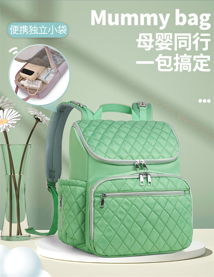 New multi-functional milk storage and heat preservation mom and baby bag for going out, large-capacity storage, lightweight dry and wet separation mom bag Specification drawing
