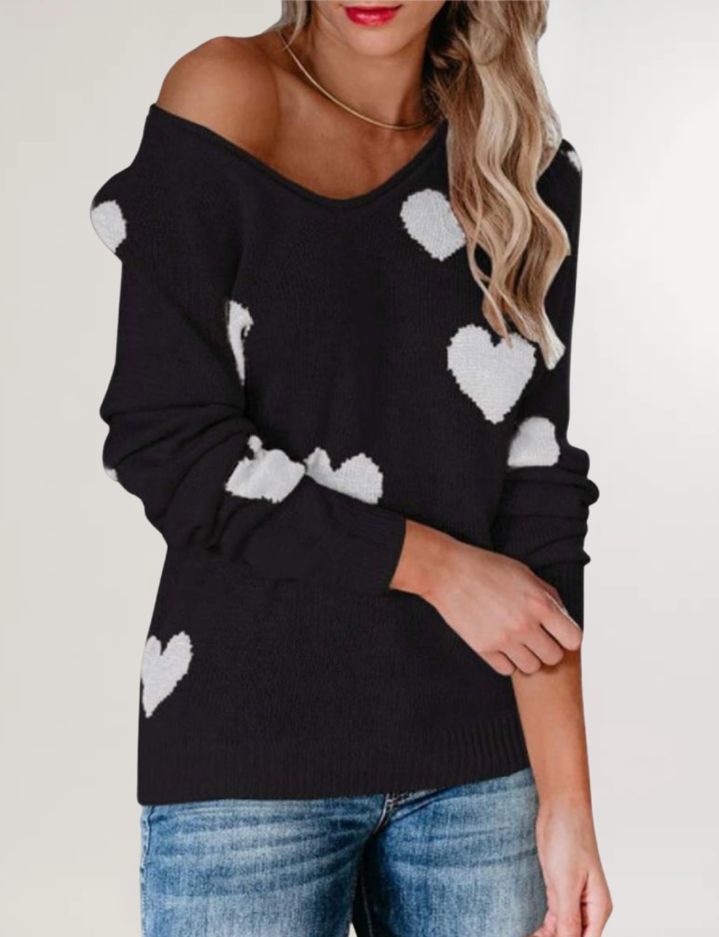 Suéter de punto con cuello en V, estilo europeo y americano, holgado, con temática de amor, para el Día de San Valentín, novedad de otoño e invierno 2026, para mujer, disponible en Amazon.