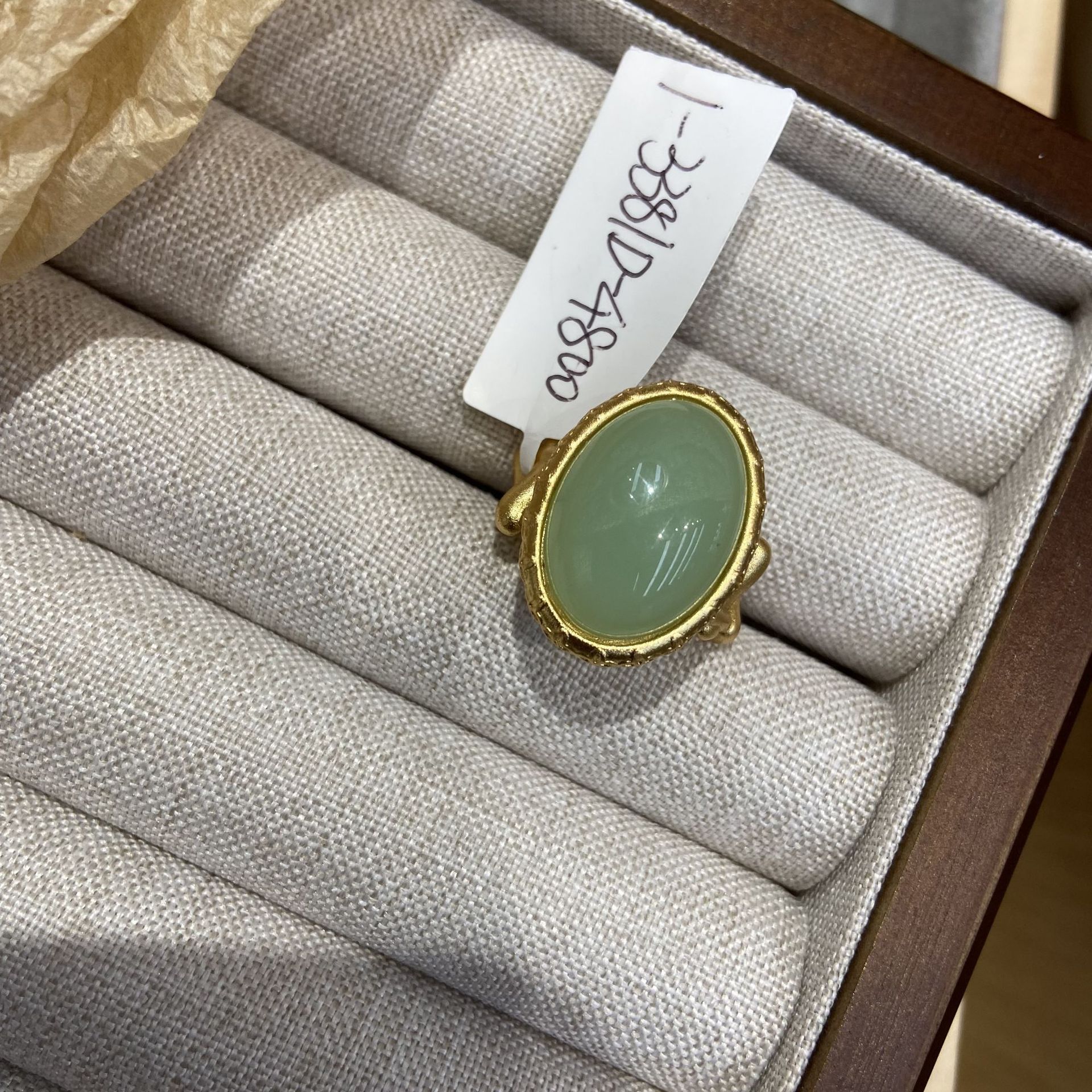 Bague Ouverte En Agate Jade Vert Style Rétro Palais Français_voghion.com