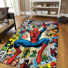 跨境漫威蜘蛛侠漫画风大集合法兰绒大地垫客厅卧室装饰防滑地垫