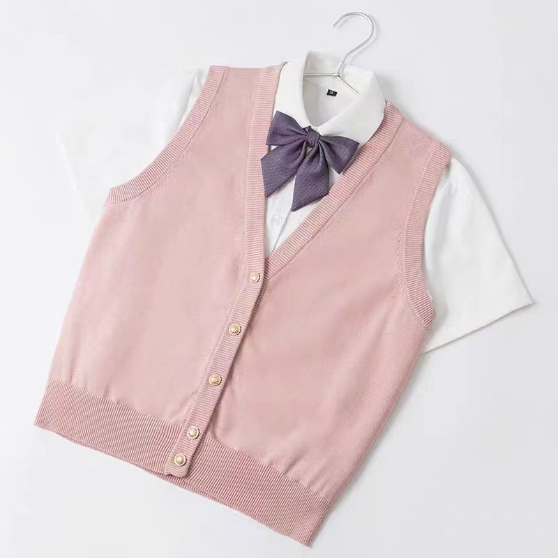 Estilo preppy punto JK cardigan Chaleco de las mujeres de primavera y verano desgaste exterior 2024 Nuevo estilo coreano pequeño chaleco