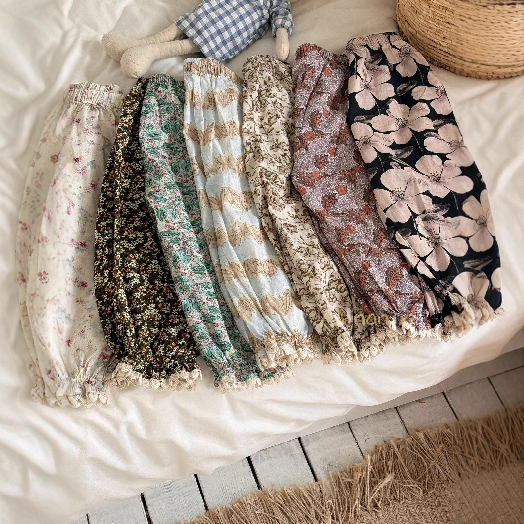 25 Summer New Girl's Floral High-end Ankle-length Pants Seven-color Llace Pants Mosquito-proof Pants Nancy Children's Pants